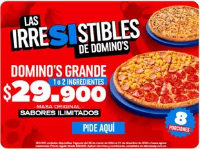 Catálogo Domino's Pizza en Tuluá | Las Irresistibles de Domino's | 2024-12-02T00:00:00-05:00 - 2025-01-01T23:59:00-05:00