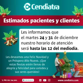 Catálogo Cendiatra en Medellín | Nuevo Horario | 2024-12-13T00:00:00-05:00 - 2025-01-01T23:59:00-05:00