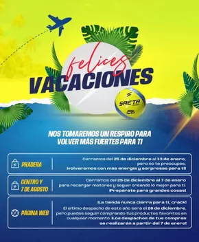 Catálogo Saeta | Felices Vacaciones | 2024-12-24T00:00:00-05:00 - 2025-01-14T23:59:00-05:00