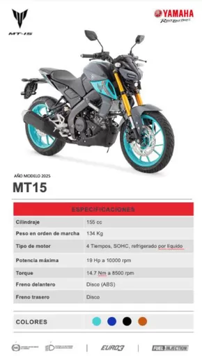 Catálogo Yamaha en Montenegro | Yamaha MT15 | 2025-02-05T00:00:00.000Z - 2025-08-01T00:00:00.000Z